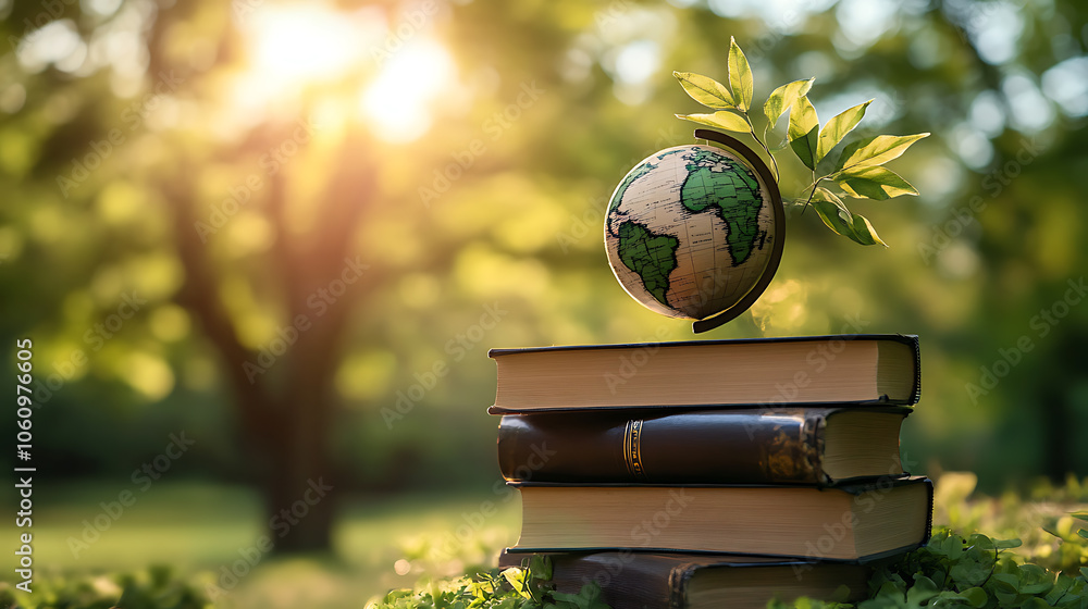 Poster sustainable education concept featuring knowledge about the environment and ecology, highlighting th