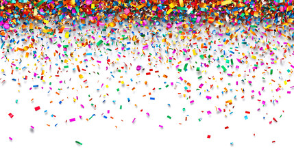 Fototapeta premium white background with colorful confetti border confettis falling from top to bottom