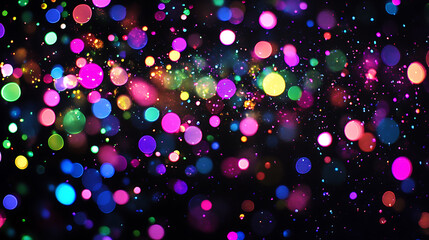 Naklejka premium a black background with light pink, purple, blue and green lights