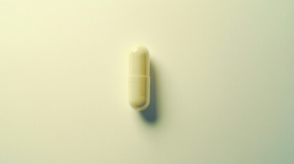 Single White Capsule on a Light Yellow Background