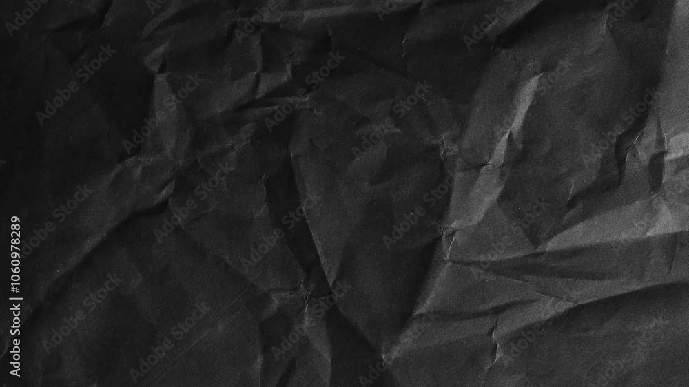 Poster black, crumpled, paper texture with light and dark shadows.