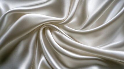 Obraz premium soft elegant white silk satin fabric gently flowing and folding, illuminated by soft lighting, creating a serene and luxurious atmosphere, perfect for delicate compositions