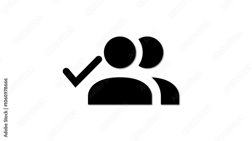 Poster double person user icon with check mark.