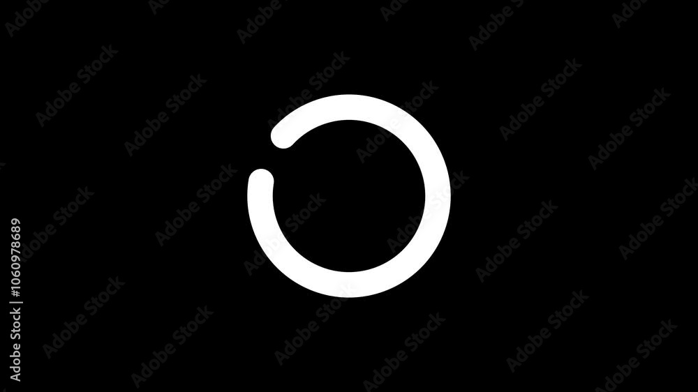 Poster circle loading bar animation on black background. retry icon, connecting or uploading icon.