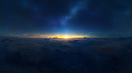 Fototapeta premium beautiful dark blue sky with milky way and stars at sunset seamless hdri panorama for game development