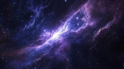 Obraz premium stunning nebula galaxy background showcasing swirling clouds of purple and blue, dotted with bright stars, capturing the mesmerizing beauty of the cosmos