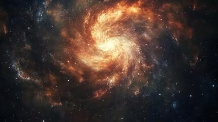 Fototapeta premium stunning spiral galaxy displayed against a dark backdrop, rich colors swirling together in cosmic dance, evoking awe and wonder about the vastness of the universe