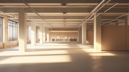 Obraz premium Spacious, modern office interior with natural light and minimalist design.