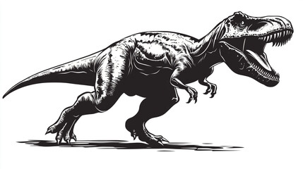 Fototapeta premium Black and White T Rex Dinosaur Illustration