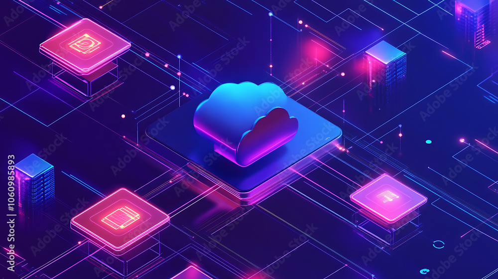 Poster hybrid cloud integration architecture in data center seamless onpremises and cloud infrastructure ai visualization
