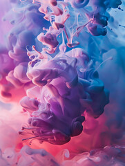 Obraz premium White ink swirls through purple and blue liquid, creating a beautiful abstract pattern