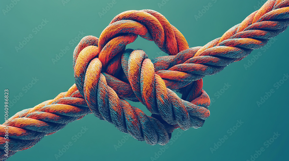 Aufkleber metaphorical representation of collective effort integration and unity depicted as diverse ropes intertwined in a cohesive partnership conceptual 3d render