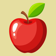red apple with leaf