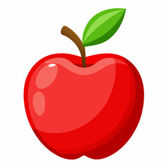 red apple with leaf