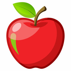 red apple with leaf