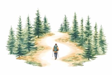 Obraz premium Hiking Through a Serene Forest Path