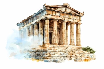 Fototapeta premium Ancient Temple with Misty Stone Pillars