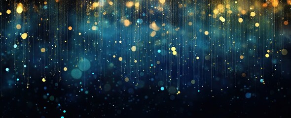 A small amount of golden glitter falling on a black background