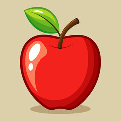 red apple with leaf