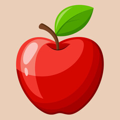 red apple with leaf