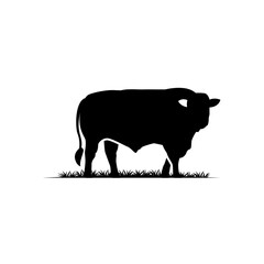 Limousin Cow Cattle Beef Grass Silhouette