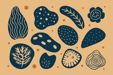 Modern Abstract Botanical Shapes with Earth-Tone Background