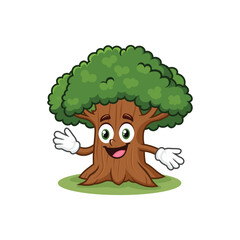 Oak tree cartoon character illustration © immortality
