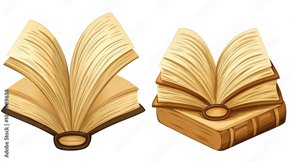 Poster set of open books displayed on a transparent background generative ai