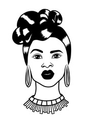 Portrait of Young African Girl, Young African Girl Drawing