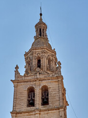 Fototapeta premium Baroque Bell Tower of the Church of Santa Maria de Mediavilla. Medina de Rioseco, Province of Valladolid, Castilla y León, Spain, Europe