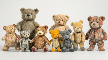 Diverse Collection of Teddy Bears in Studio Catalog Style. Generative AI