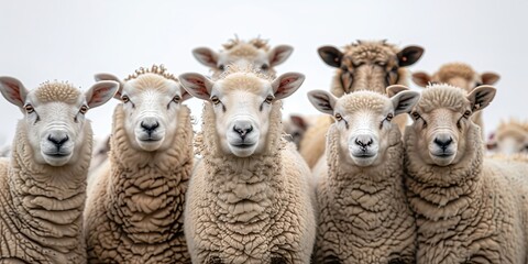 Obraz premium Curious sheep in close formation