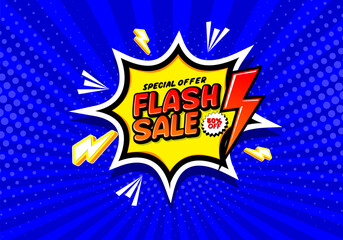 Flash sale background in comic style