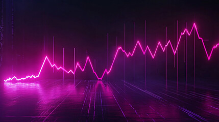 Abstract Neon Pink Line Graph on Dark Background