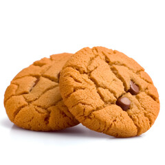 Delicious freshly baked chocolate chip cookies resting on a clean surface ready to be enjoyed during an afternoon snack