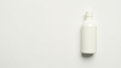 Plain white bottle with a cap, standing on a minimalist background, representing simplicity and modernity in everyday items