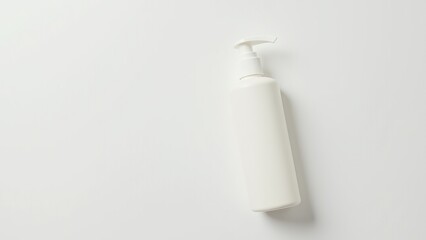 Plain white bottle with a cap, standing on a minimalist background, representing simplicity and modernity in everyday items