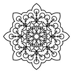 Circular pattern in form of mandala for Henna, Mehndi, tattoo, decoration. Decorative ornament in ethnic oriental style. Coloring book page.  mandala with berries 