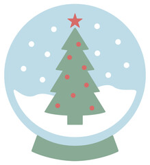 Snow Globe | Christmas Tree Ornament | Snowflakes Falling | Xmas Decoration | Vector Illustration