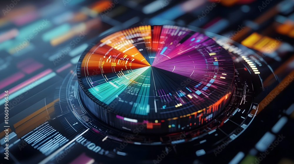 Aufkleber pie chart on a digital screen, representing business data analysis and reports 3d financial