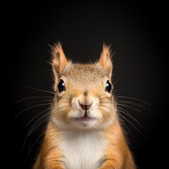 Obraz premium Cute Squirrel with Bright Eyes Against Dark Background