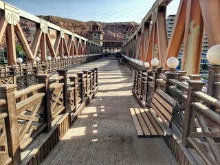 View of the bridge with mountains