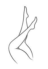 Female Legs Line Drawing of Print, Female Legs Minimalist Drawing Wall Art