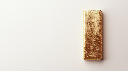 A single gold bullion bar on white background, bullion, minimalist investment concept