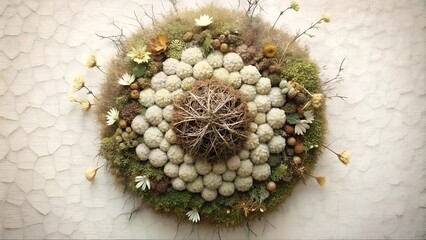  Artistic floral wall decor with natural materials in mandala shape