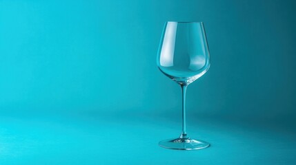 Empty Wine Glass on a Blue Background