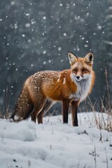Fototapeta premium red fox in snow