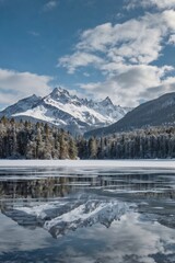 snow covered mountains in winter
