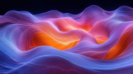Obraz premium Abstract colorful wavy background with glowing light in the center.