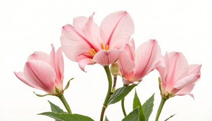 Obraz premium Delicate Pink Tulips in Soft Light Against White Background